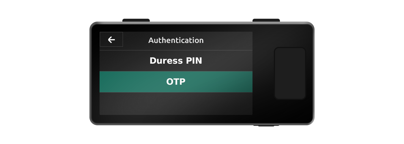 Jade Authentication menu showing OTP highlighted