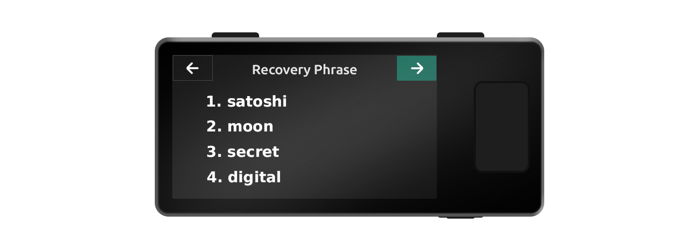 Recovery phrase warning screen