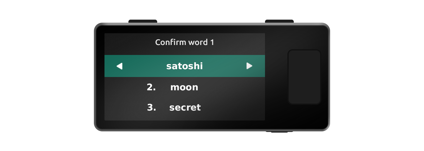Recovery phrase verification screen